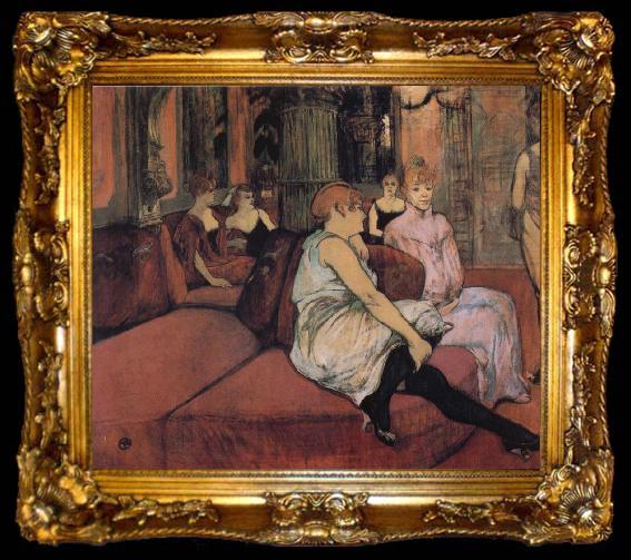 framed  Henri de toulouse-lautrec At The Salon Rue des Moulins, ta009-2